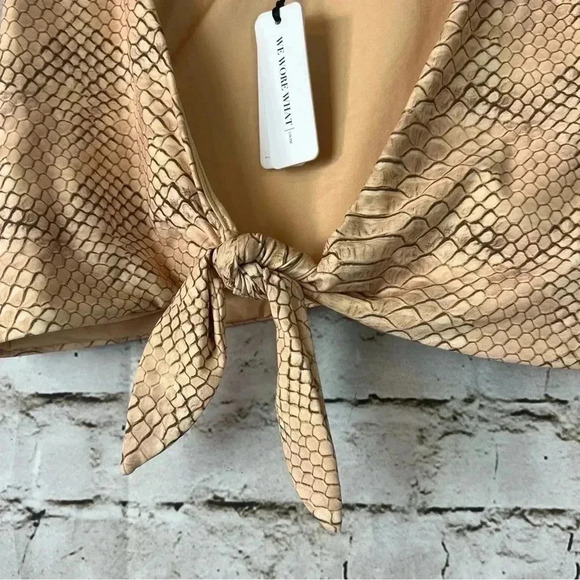NWT We Wore What Women's XL Salerno Top Snake Skin Tan Swim Collared Tie Front - Picture 4 of 5